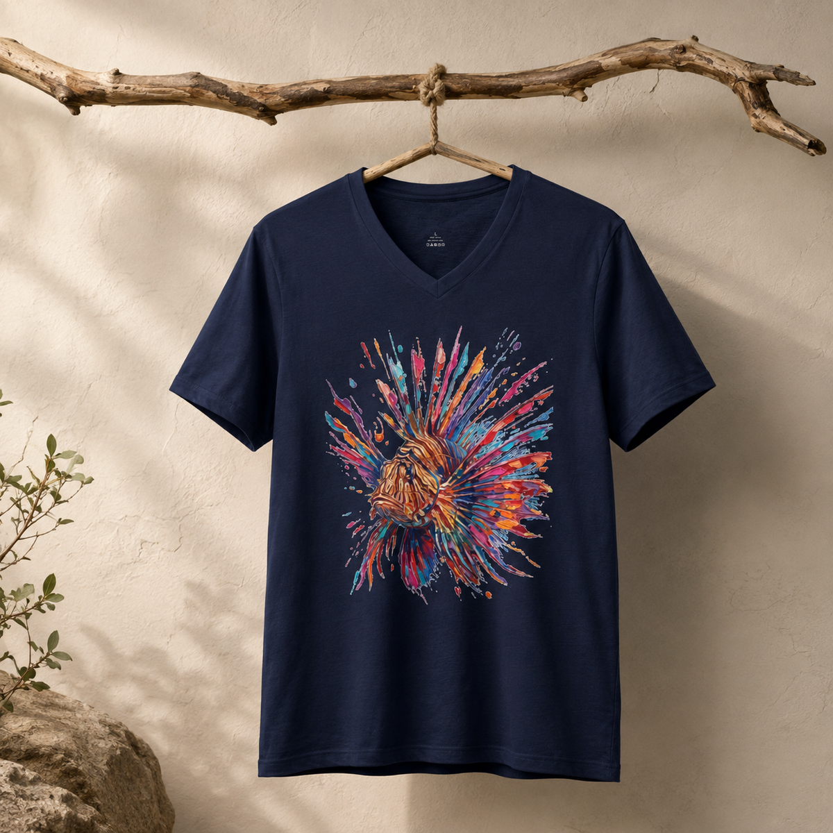 Lionfish in Full Color V-Neck T-Shirt