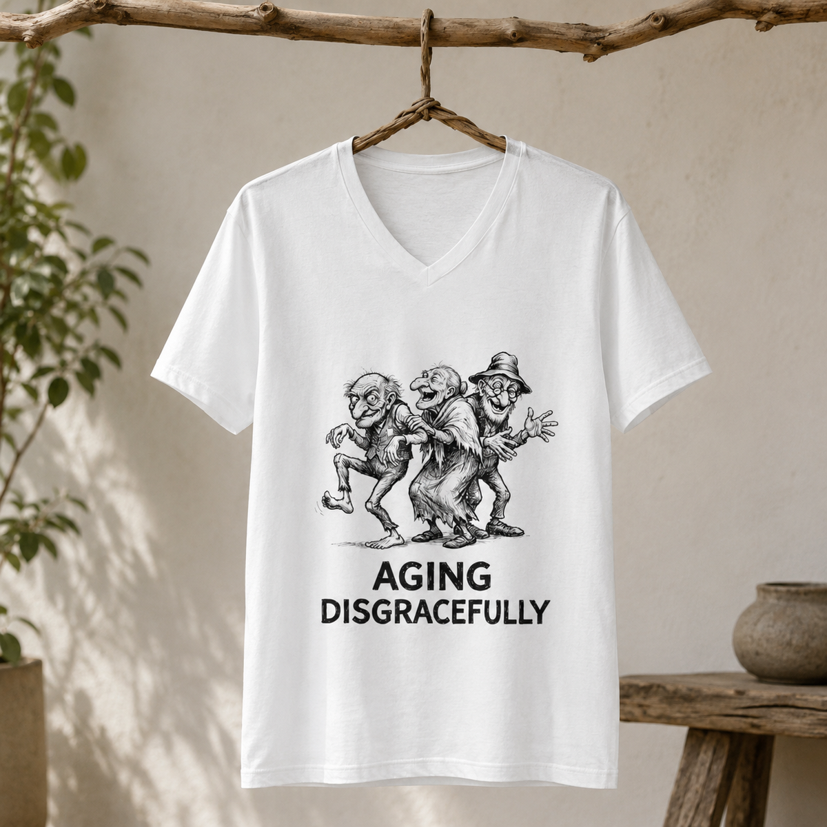Aging Disgracefully V-Neck T-Shirt