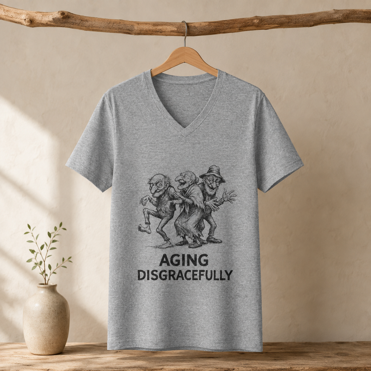 Aging Disgracefully V-Neck T-Shirt