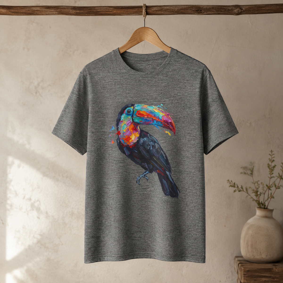 Toucan in Full Color Round Neck T-Shirt