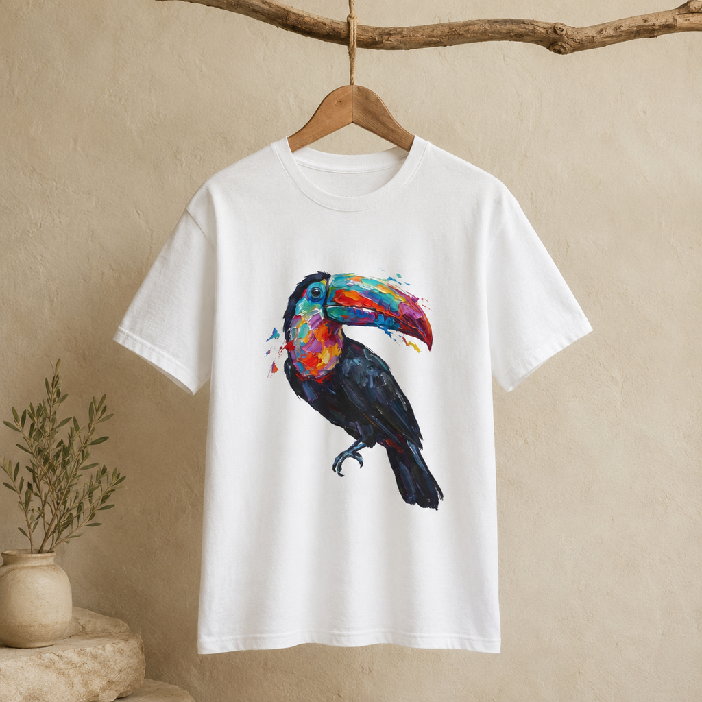 Toucan in Full Color Round Neck T-Shirt