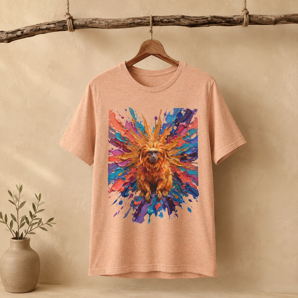 Golden Lion Tamarin in Full Color Round Neck T-Shirt
