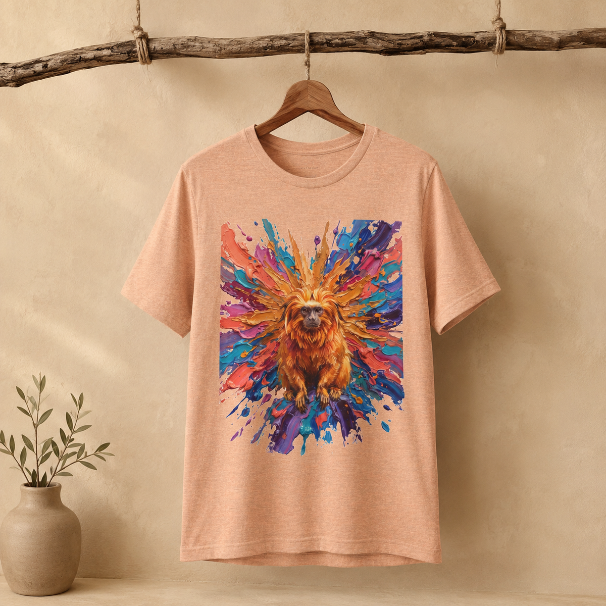 Golden Lion Tamarin in Full Color Round Neck T-Shirt