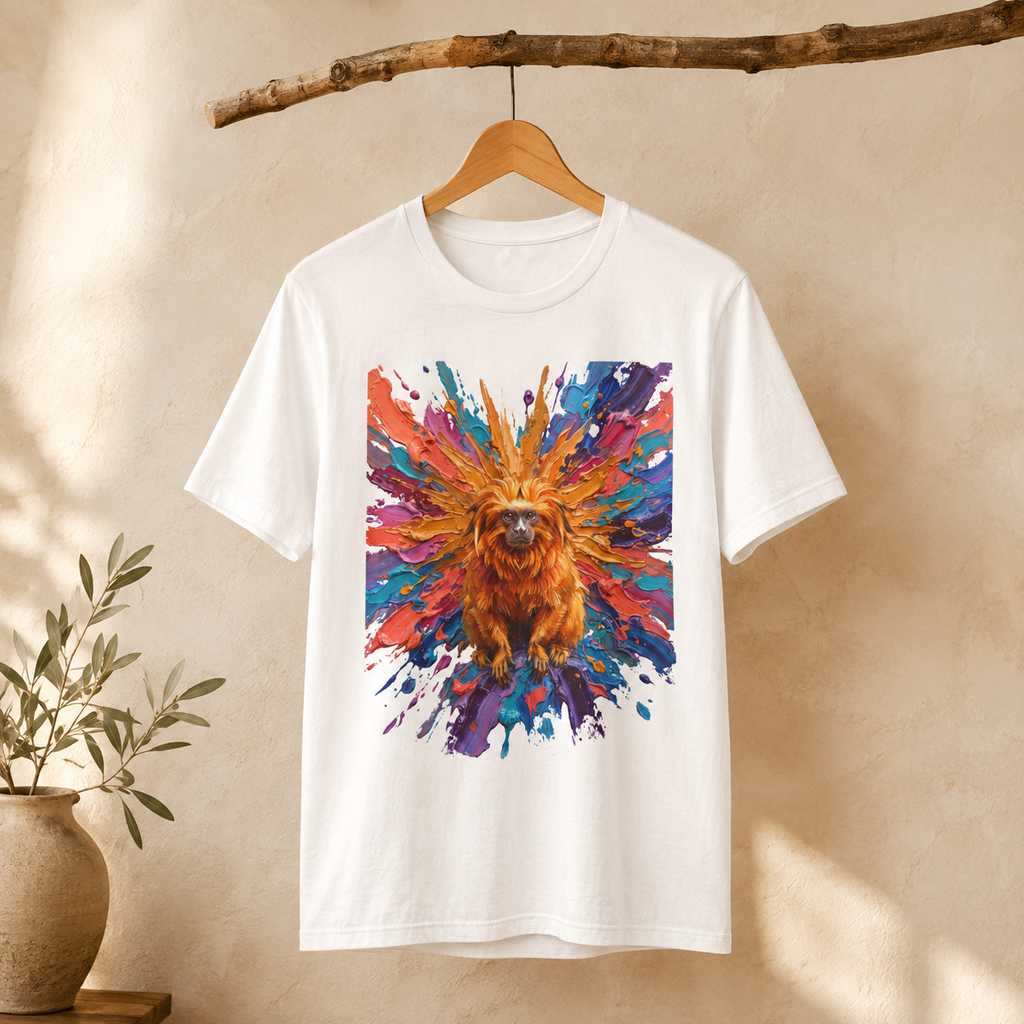 Golden Lion Tamarin in Full Color Round Neck T-Shirt