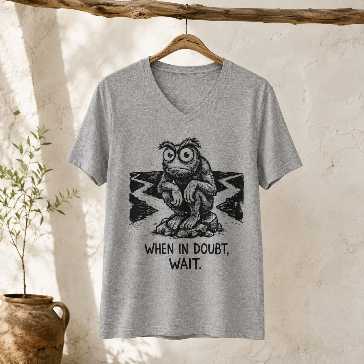 When in Doubt, Wait V-Neck T-Shirt