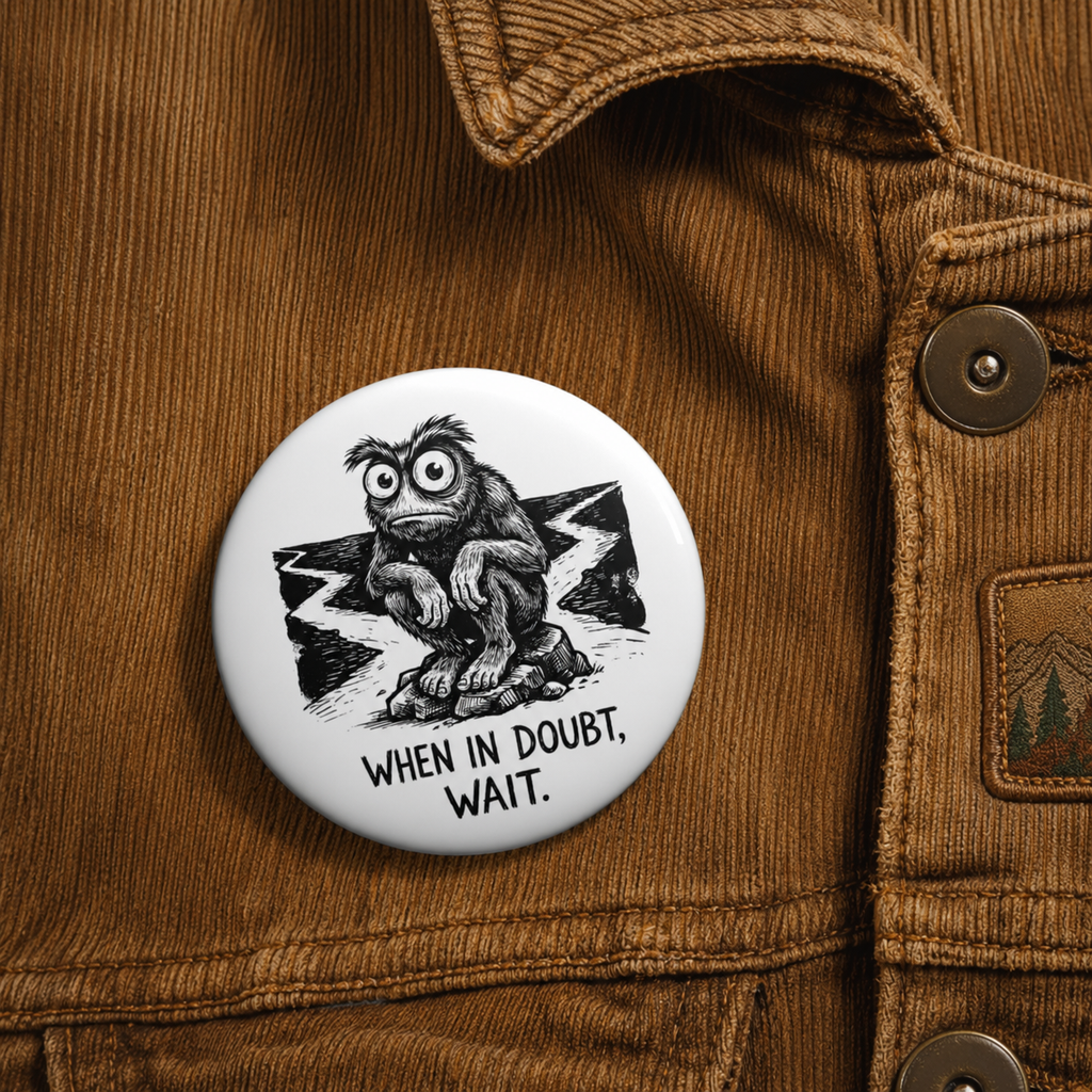 When in Doubt, Wait — White 2.25" Pin Button
