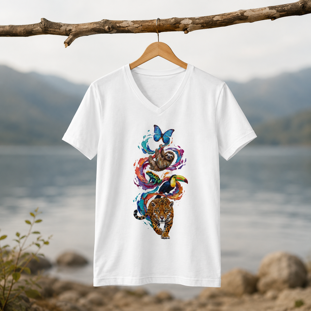 Rainforest in Motion V-Neck T-Shirt