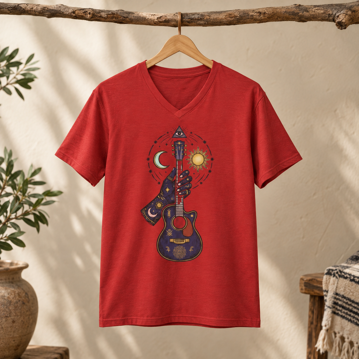 Celestial Strings — Unisex Graphic V-Neck T-Shirt