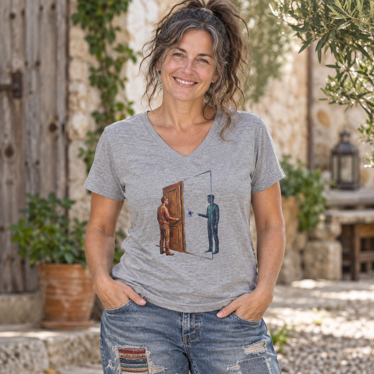 Across the Threshold — SOMNIA Unisex V-Neck T-Shirt