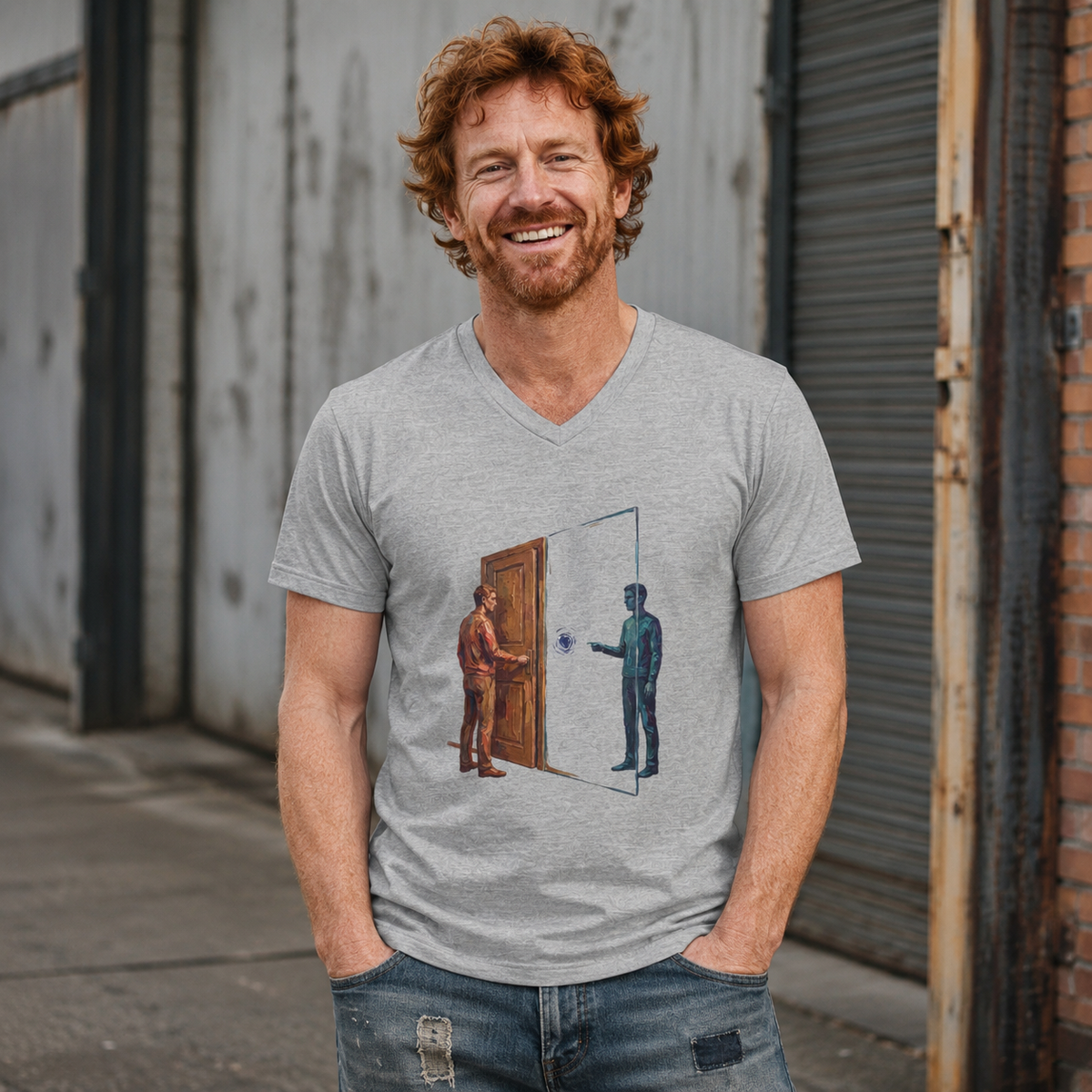Across the Threshold — SOMNIA Unisex V-Neck T-Shirt