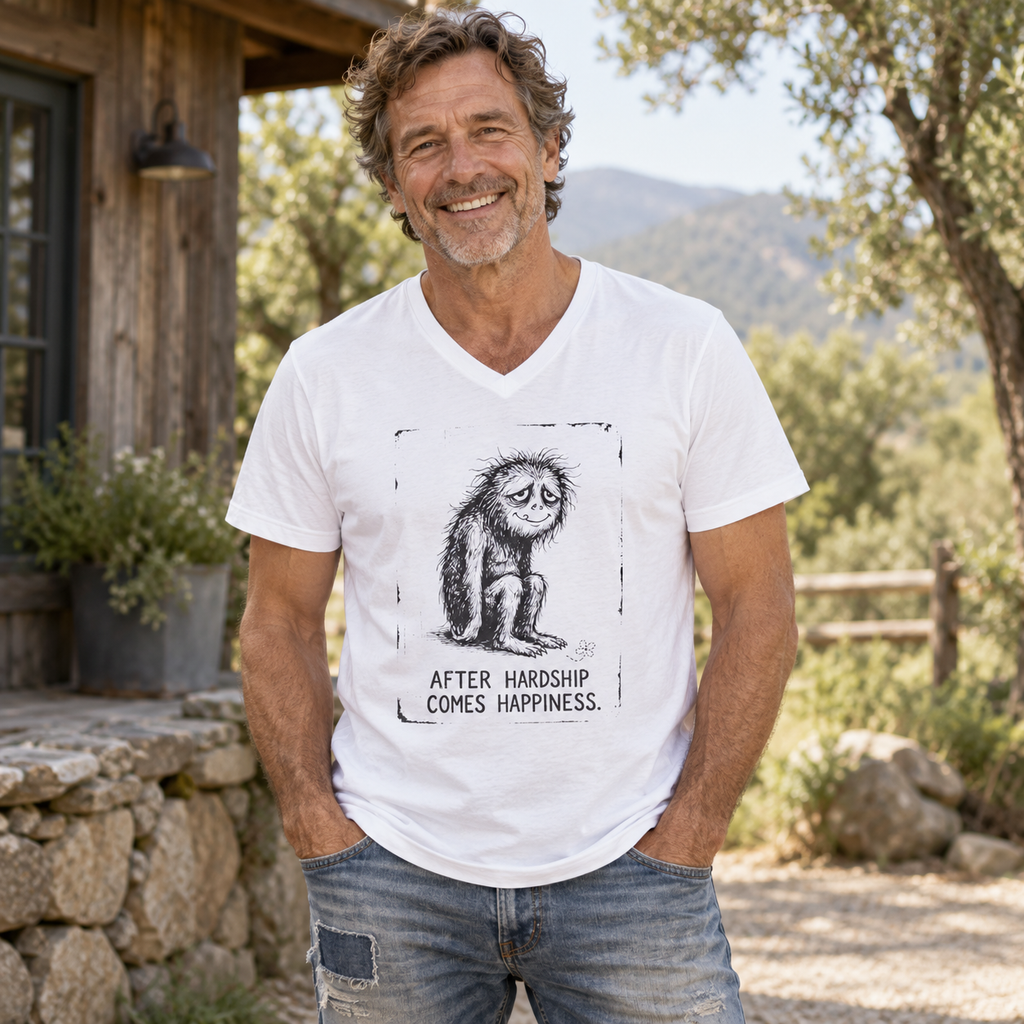 After Hardship Comes Happiness — Unisex Graphic V-Neck T-Shirt