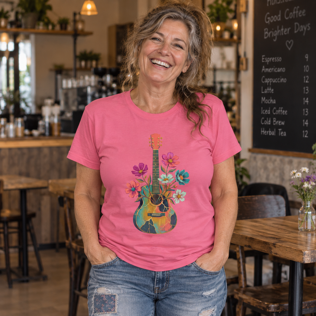Blooming Chords — Unisex Round Neck Graphic T-Shirt