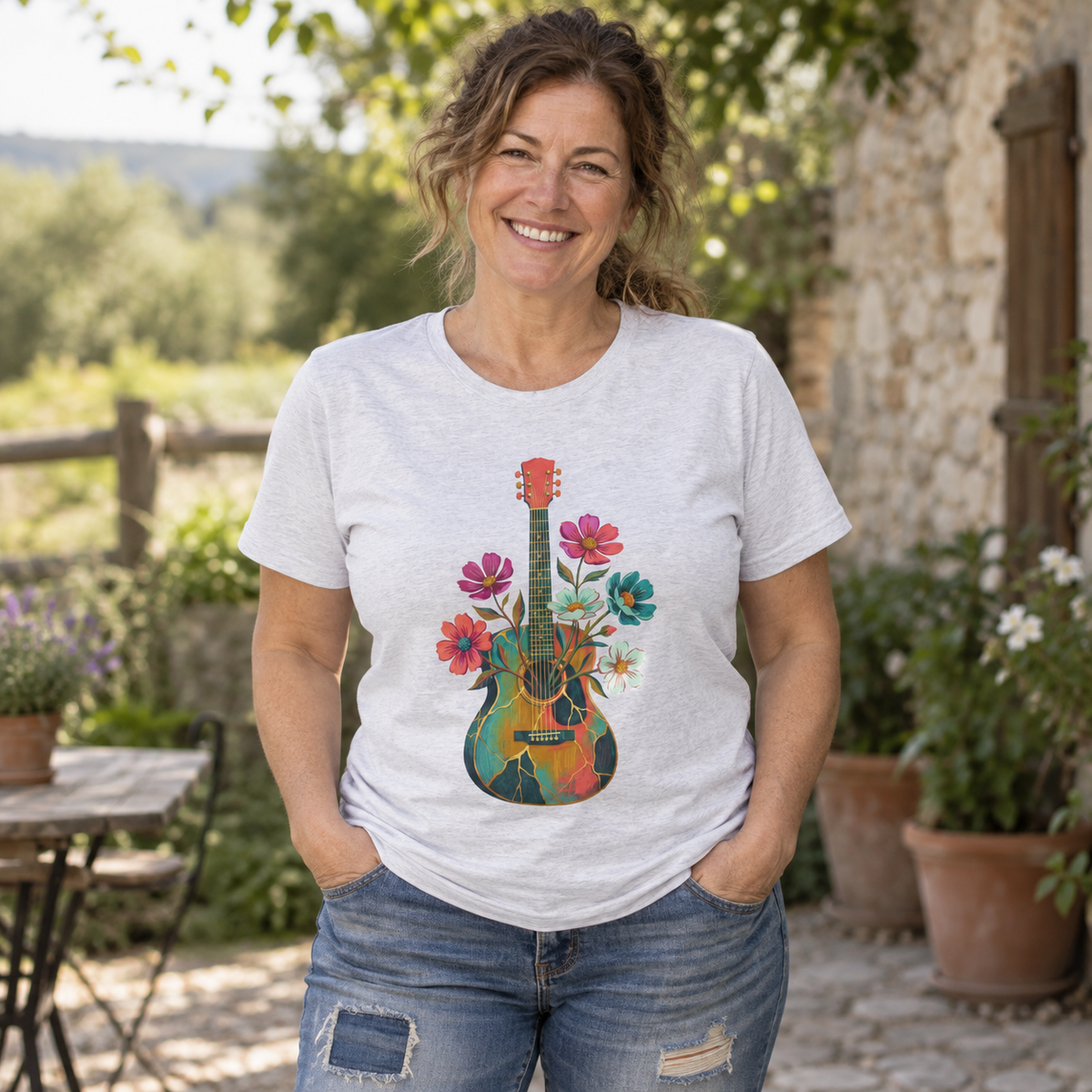 Blooming Chords — Unisex Round Neck Graphic T-Shirt