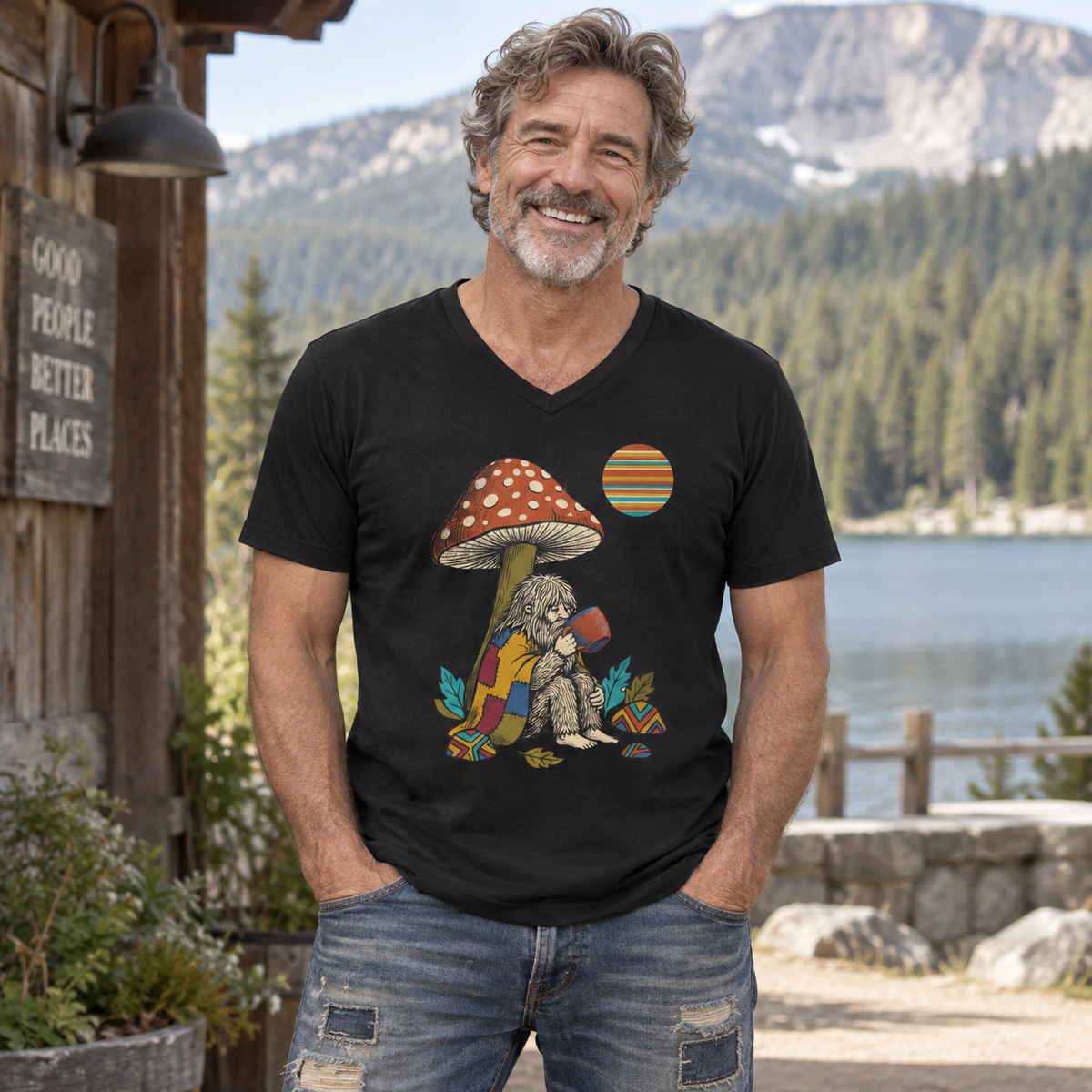 Mushroom Break — Men's V-Neck T-Shirt