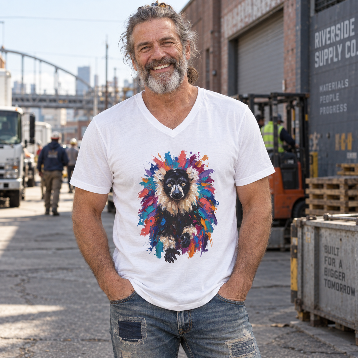 Ruffed in Color — Unisex Graphic V-Neck T-Shirt
