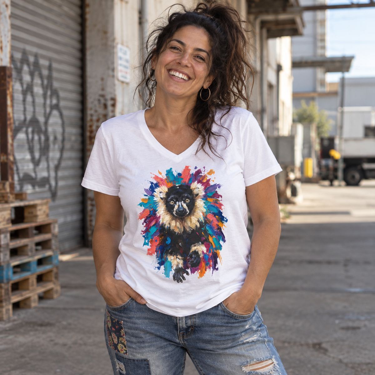 Ruffed in Color — Unisex Graphic V-Neck T-Shirt