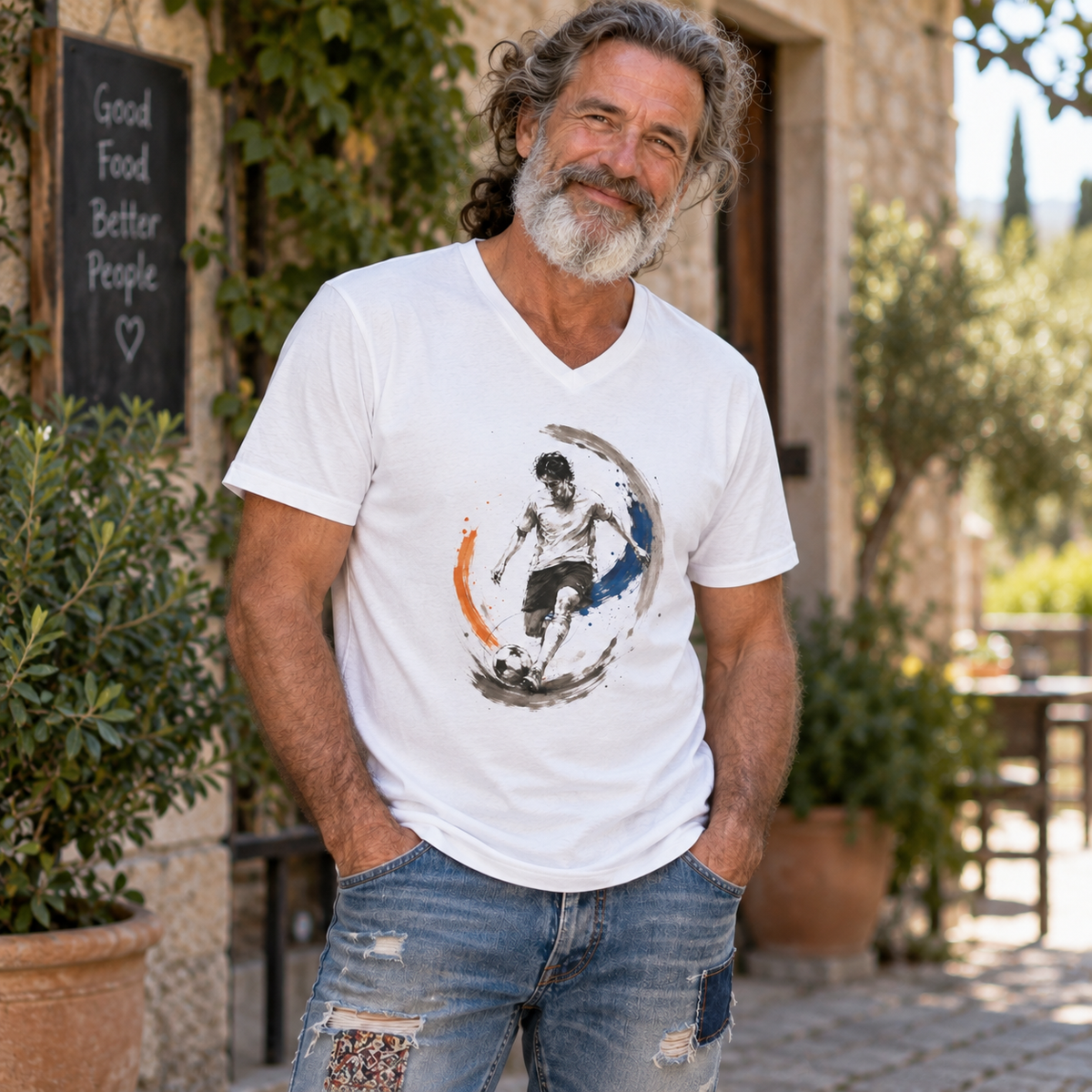 Chase the Ball. Master Yourself - Men's V-Neck T-Shirt