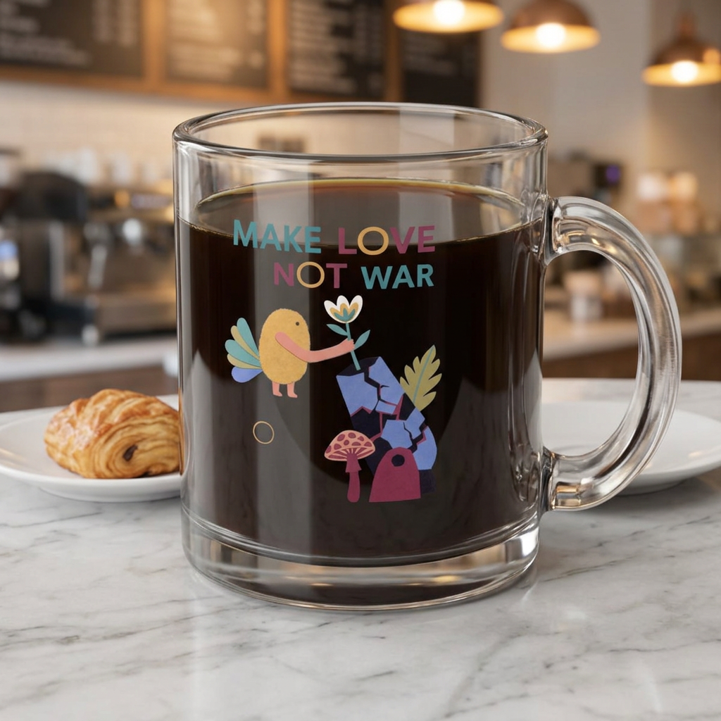 Make Love Not War – 10 oz Glass Coffee Mug
