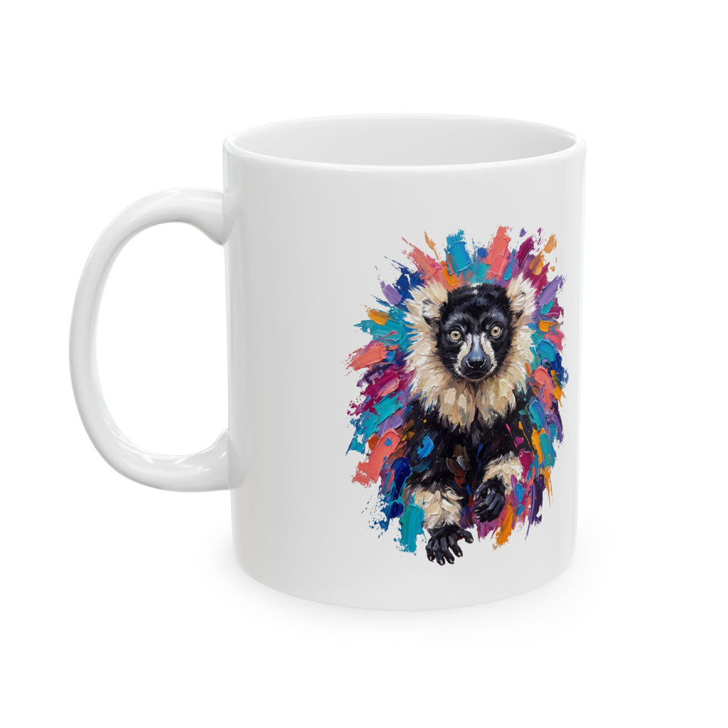 Black-and-White Ruffed Lemur Ceramic Mug – 11 oz