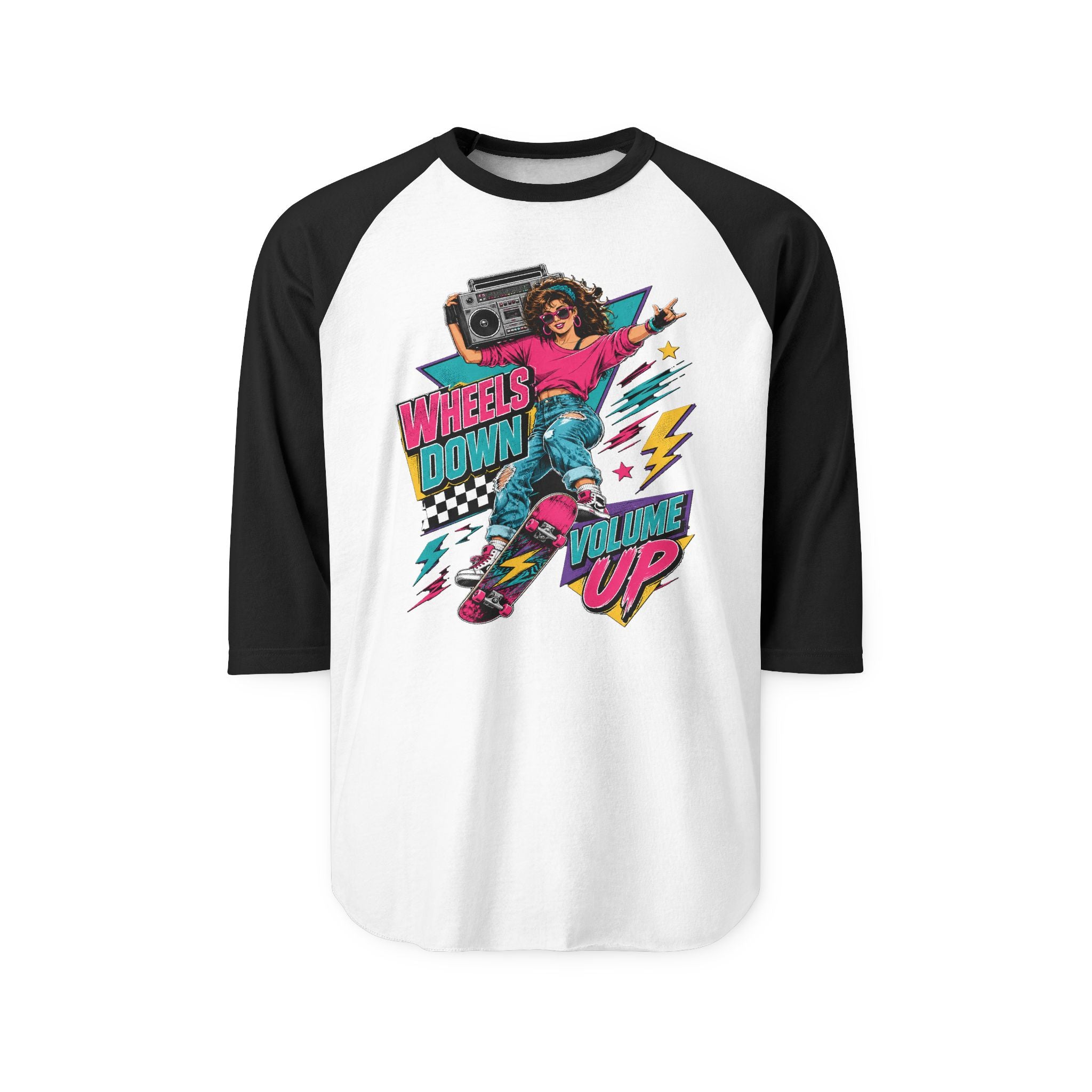 Wheels Down, Volume Up Women’s Raglan Tee