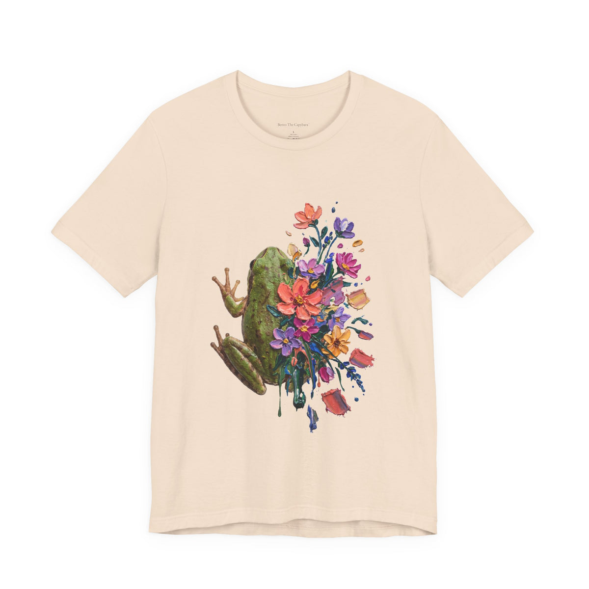 Frog in Bloom - Colorful Round Neck T-Shirt