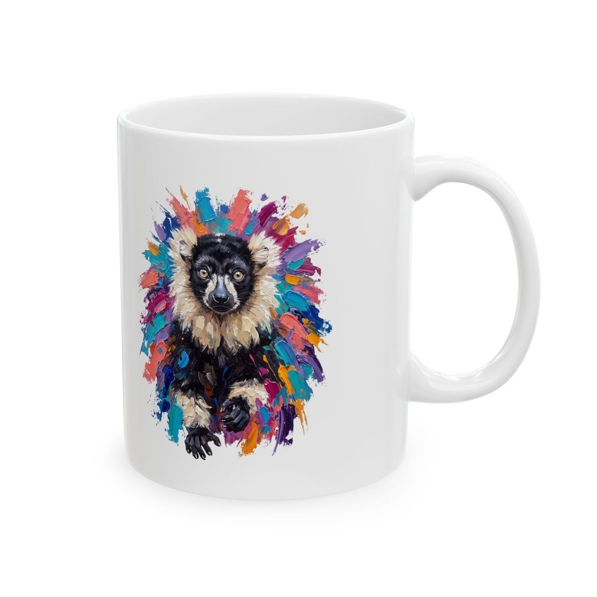 Black-and-White Ruffed Lemur Ceramic Mug – 11 oz