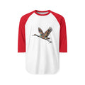 Patchwork Crane Unisex 3/4 Sleeve Raglan Shirt