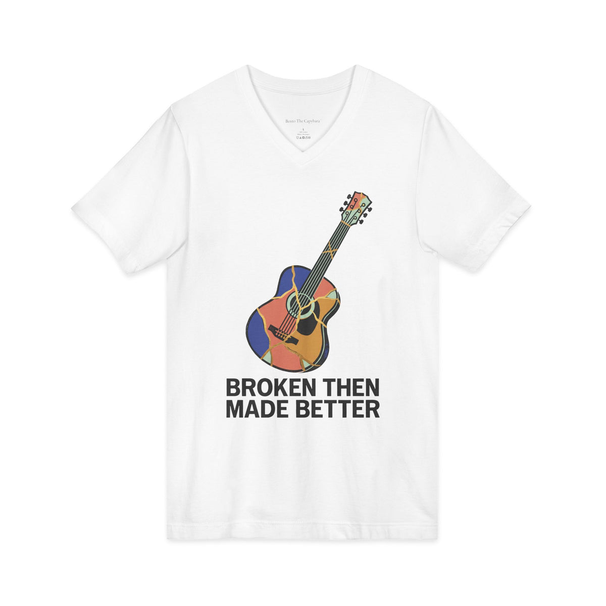 Broken Then Made Better Kintsugi Guitar Unisex V-Neck T-Shirt