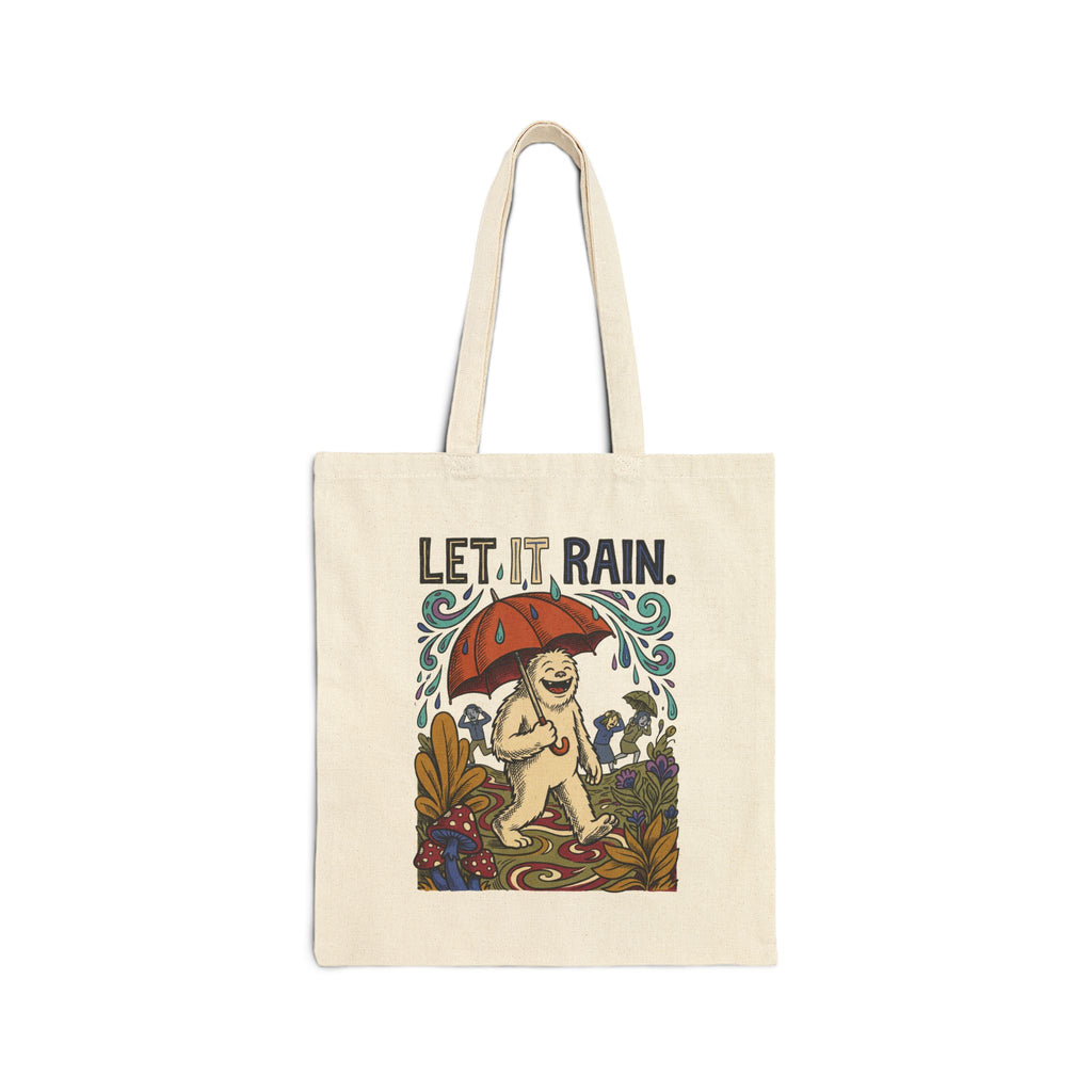 Let it Rain Cotton Canvas Tote Bag