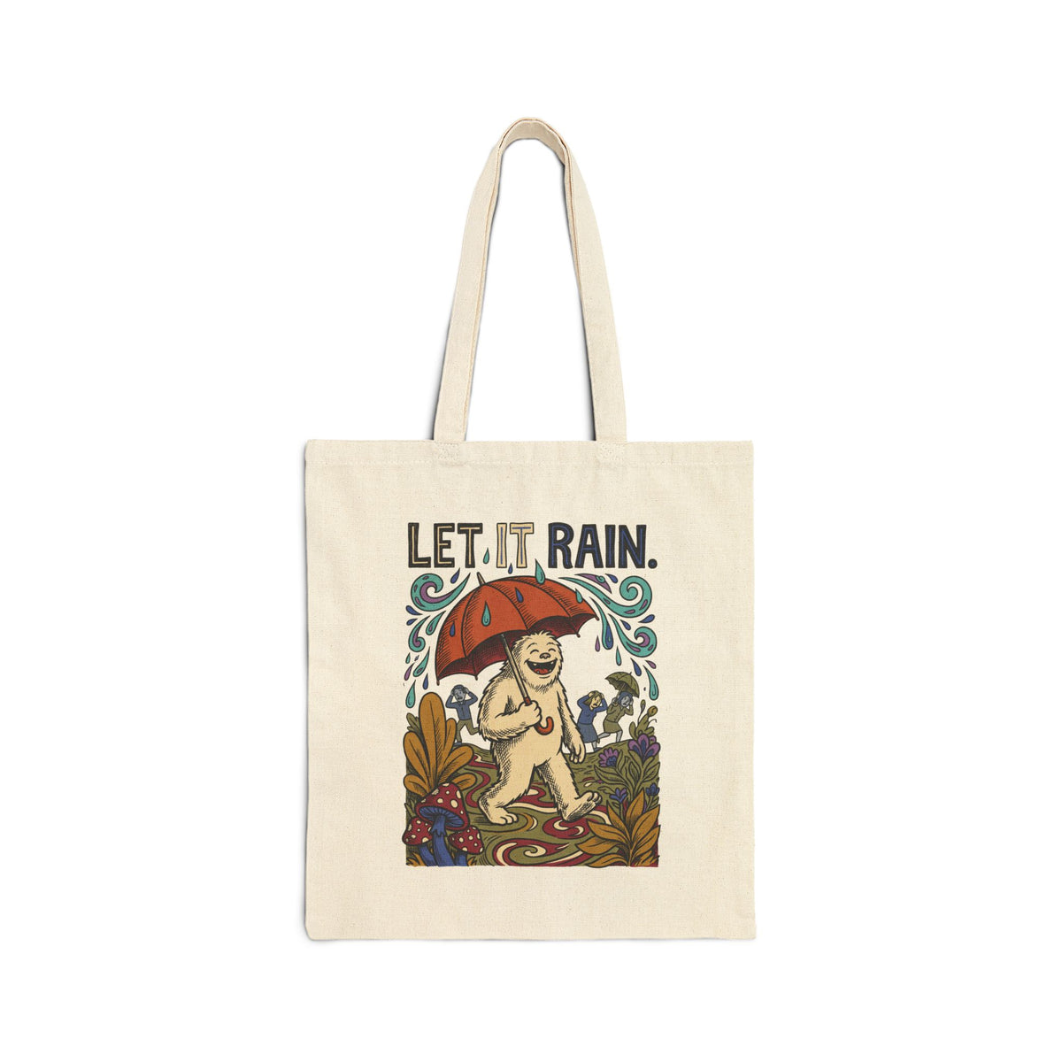 Let it Rain Cotton Canvas Tote Bag
