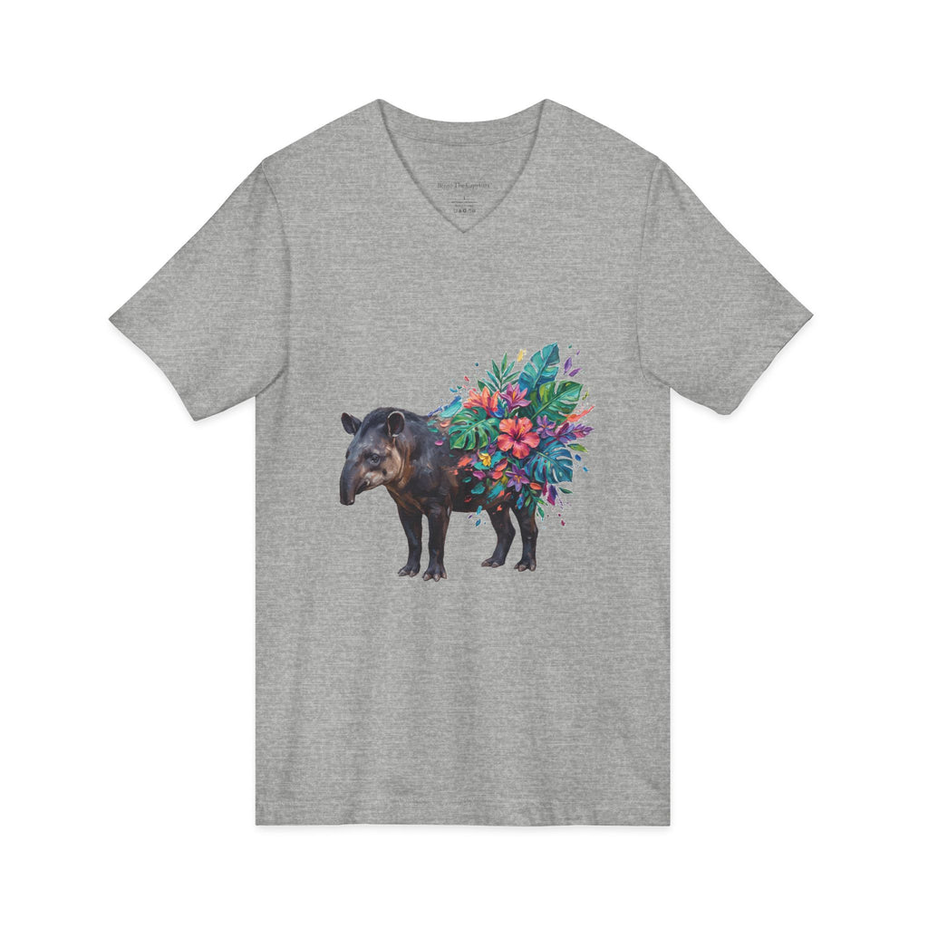 Tapir in Bloom V-Neck T-Shirt
