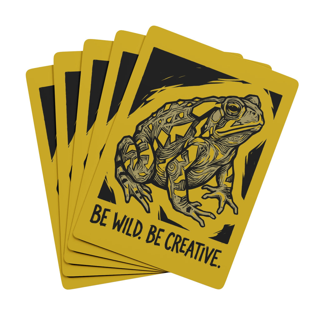 Be Wild. Be Creative. Mustard Yellow Toad Playing Cards