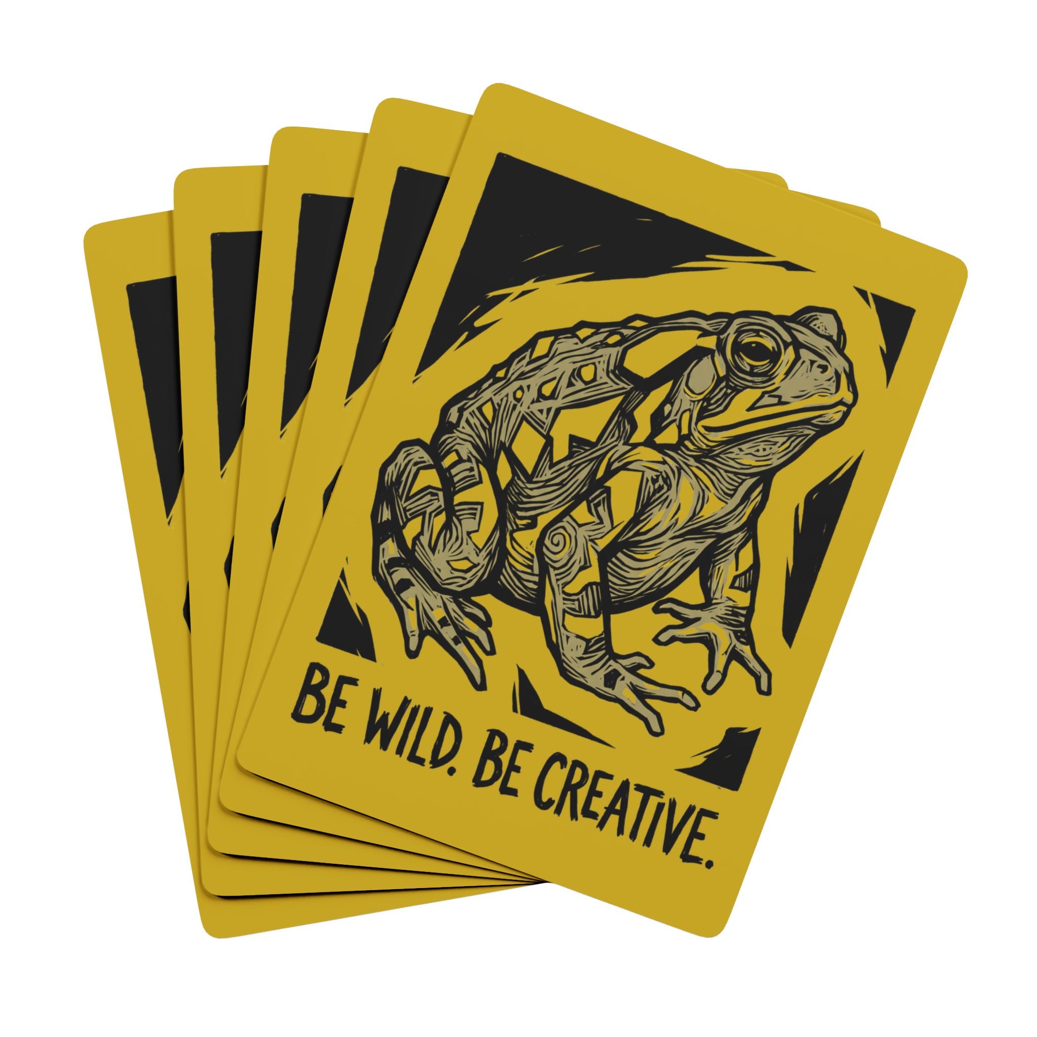 Be Wild. Be Creative. Mustard Yellow Toad Playing Cards