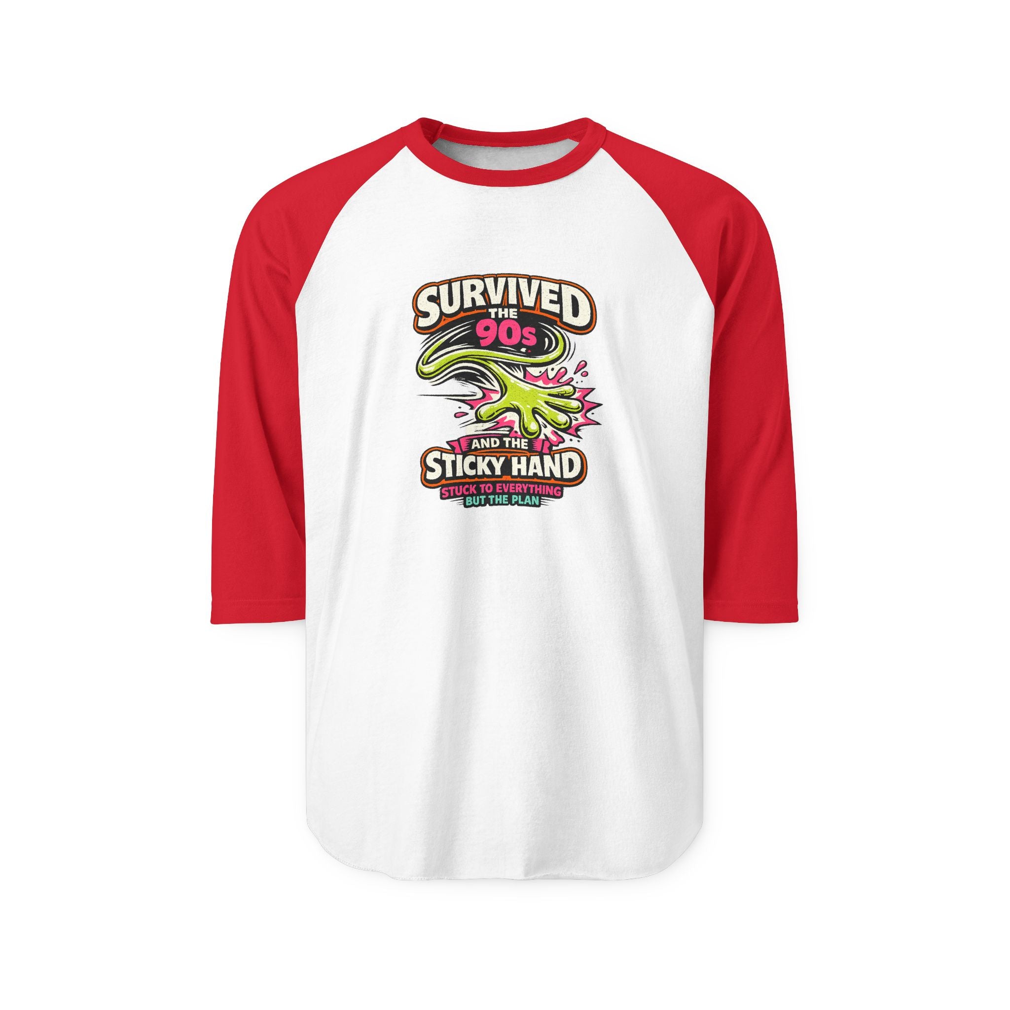 Survived the 90s Sticky Hand Unisex 3/4 Sleeve Raglan Shirt