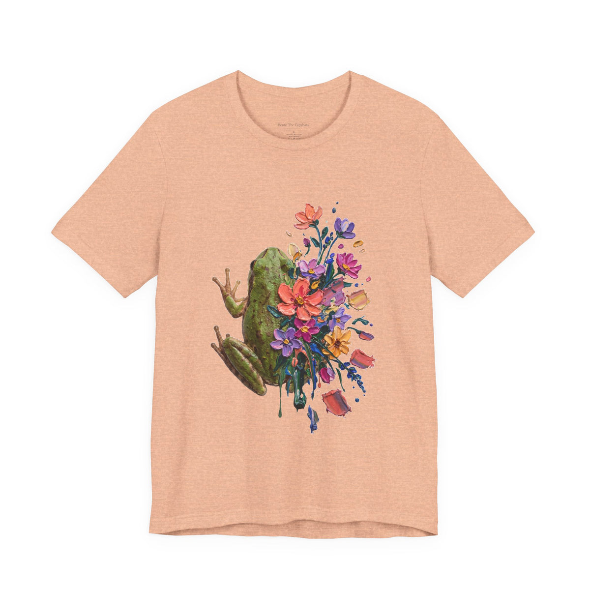 Frog in Bloom - Colorful Round Neck T-Shirt
