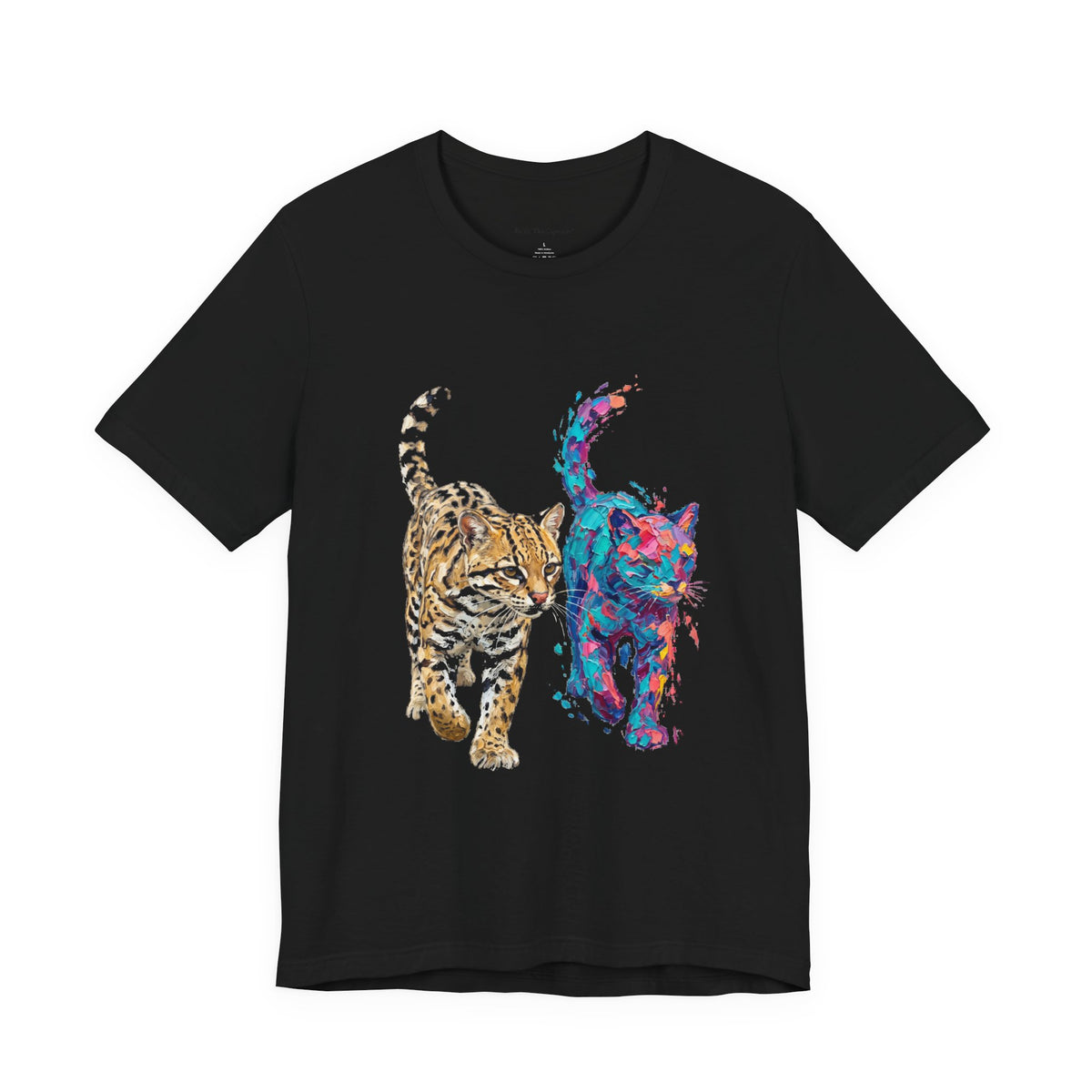 Ocelot in Two Worlds Round Neck T-Shirt