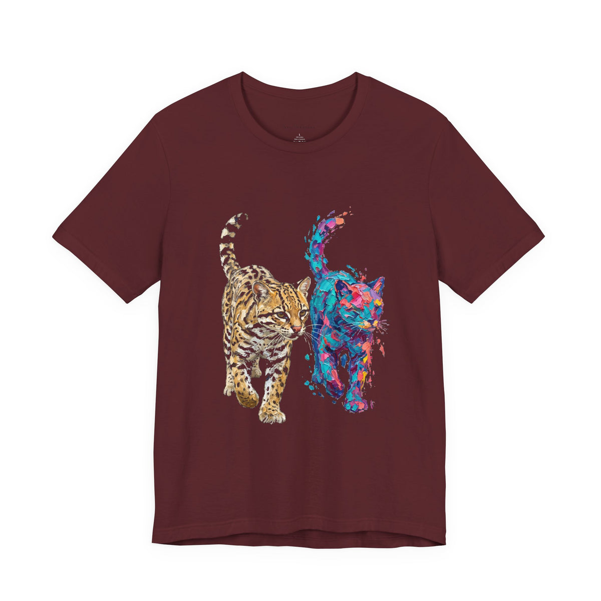 Ocelot in Two Worlds Round Neck T-Shirt