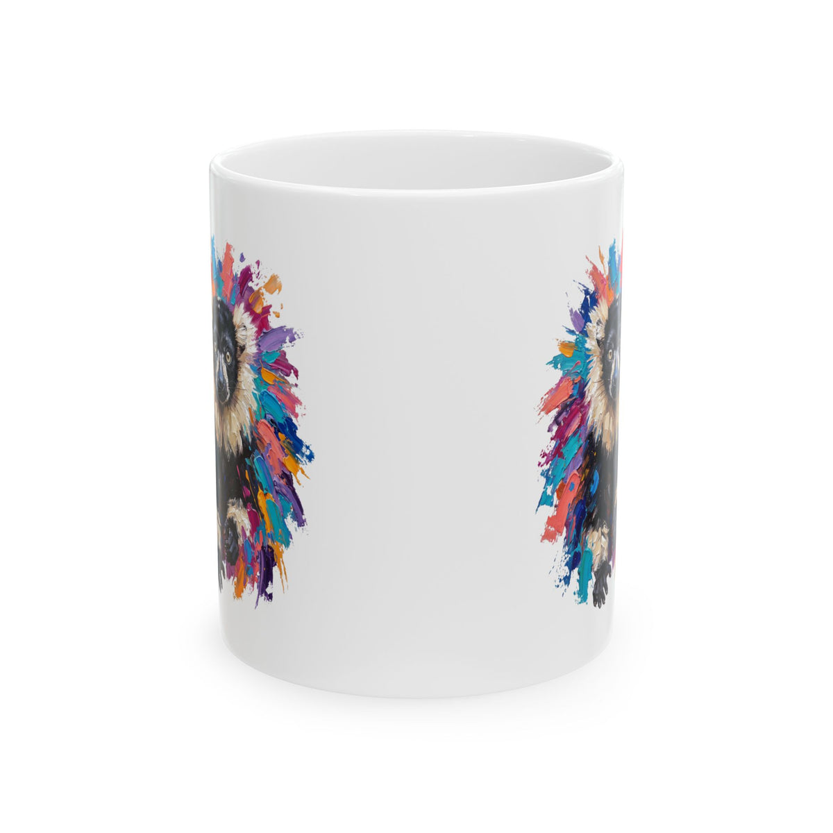 Black-and-White Ruffed Lemur Ceramic Mug – 11 oz