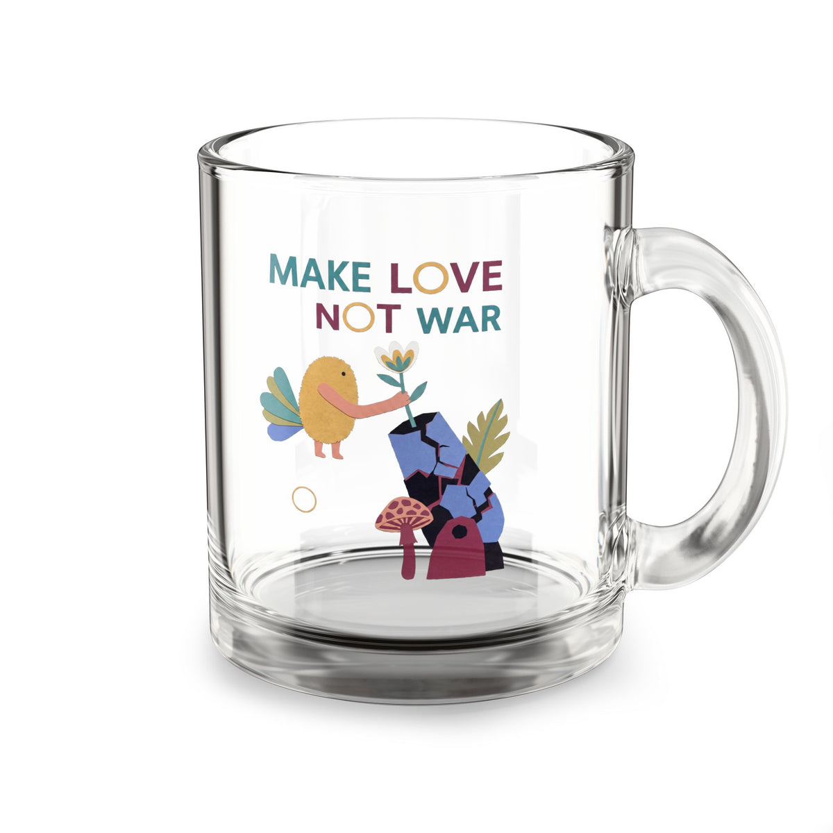 Make Love Not War – 10 oz Glass Coffee Mug