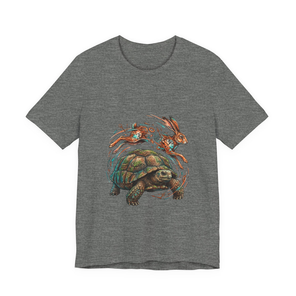 Clockwork Hare & Tortoise Round Neck T-Shirt