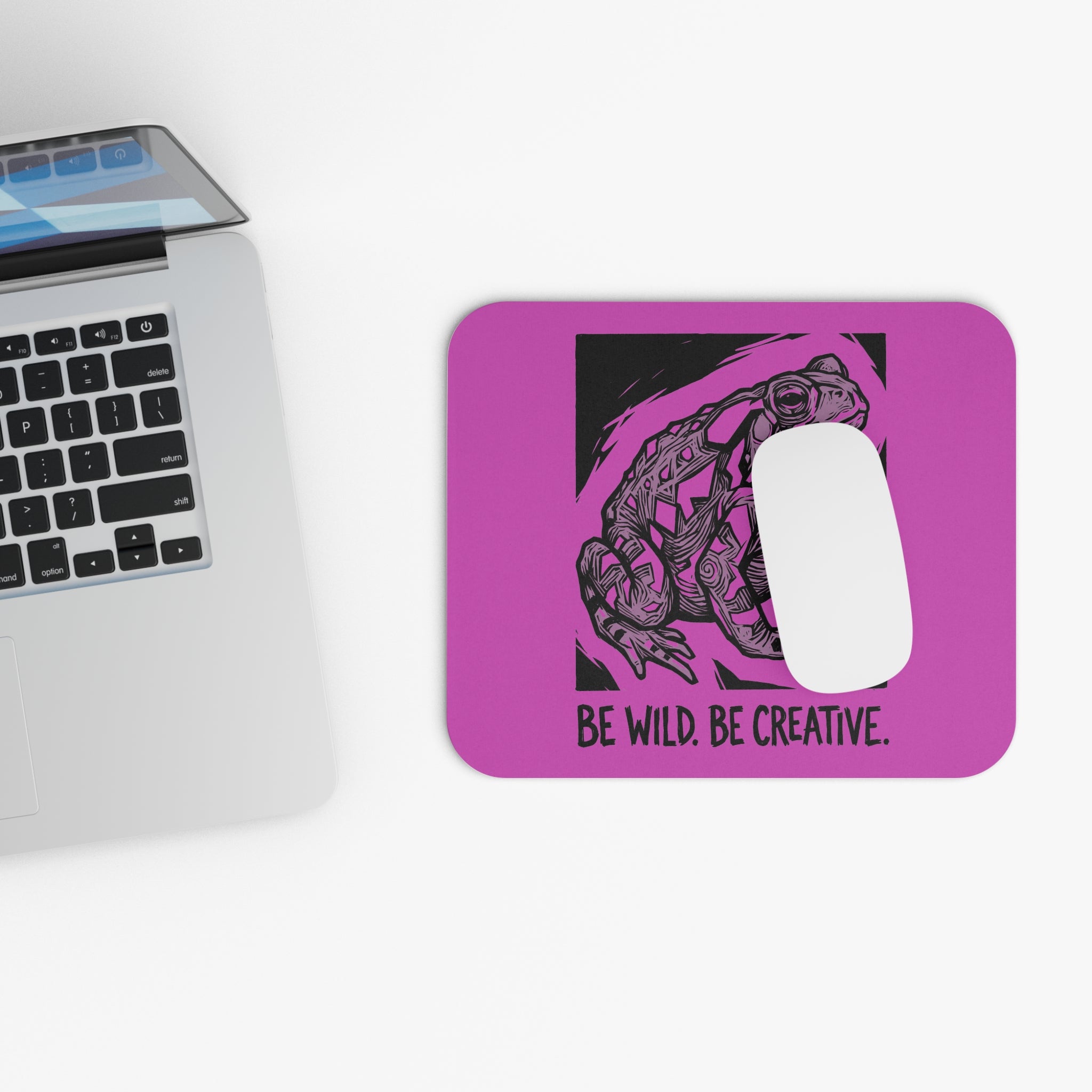 Spirit Toad “Be Wild, Be Creative” Mouse Pad – Magenta