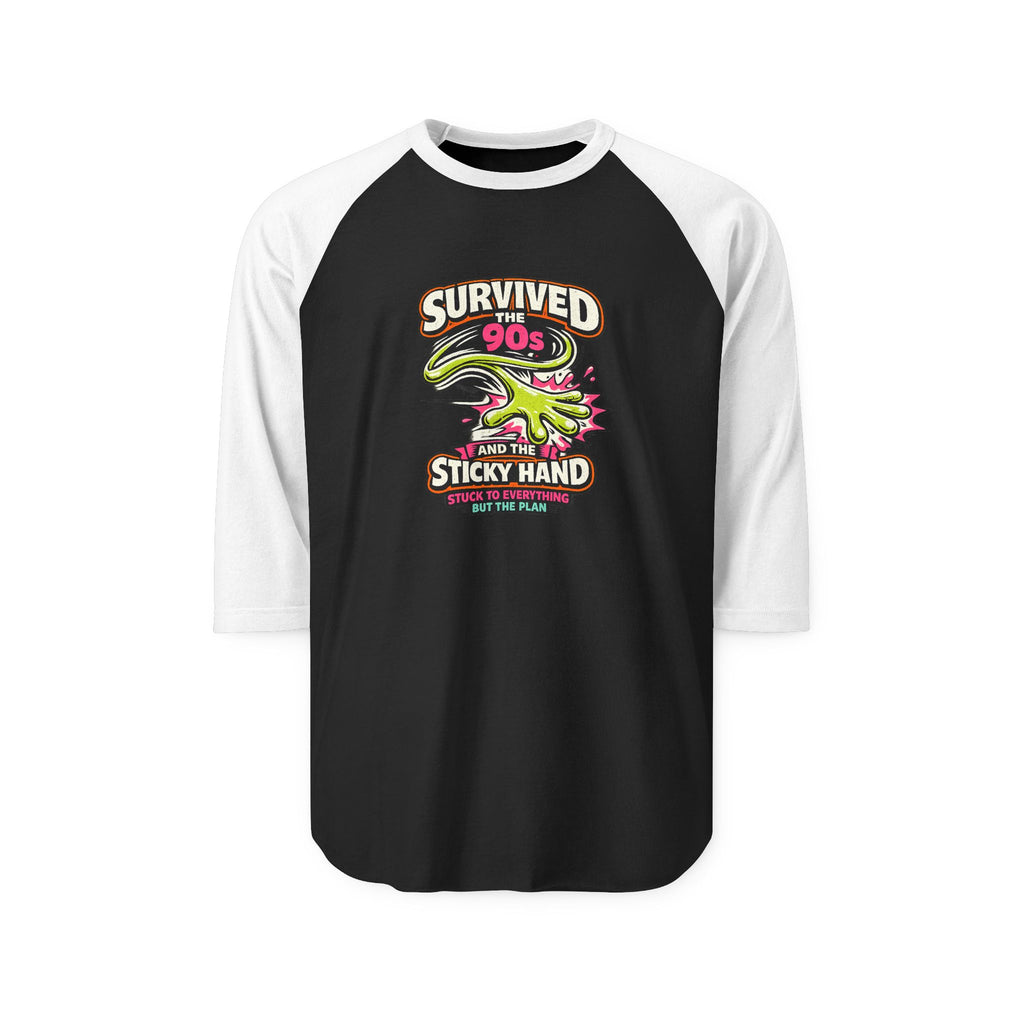 Unisex Survived the 90s Sticky Hand 3/4 Sleeve Raglan Baseball Shirt