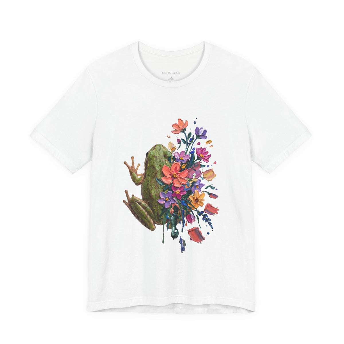 Frog in Bloom - Colorful Round Neck T-Shirt