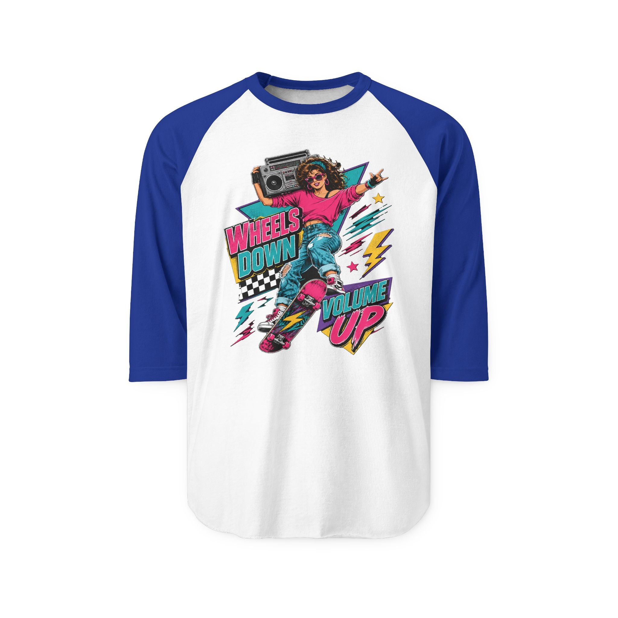 Wheels Down, Volume Up Women’s Raglan Tee