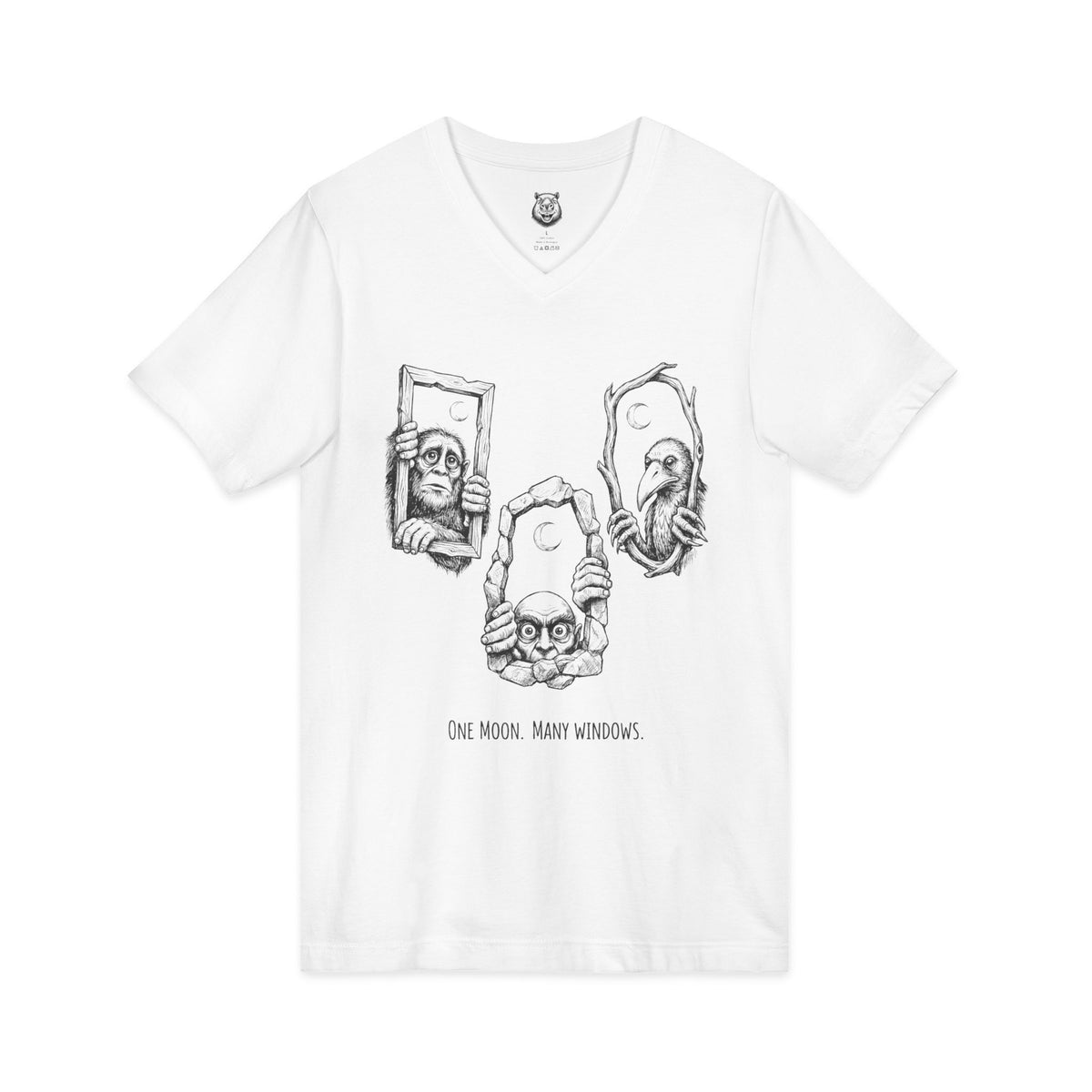 One Moon, Many Windows — Unisex V-Neck T-Shirt