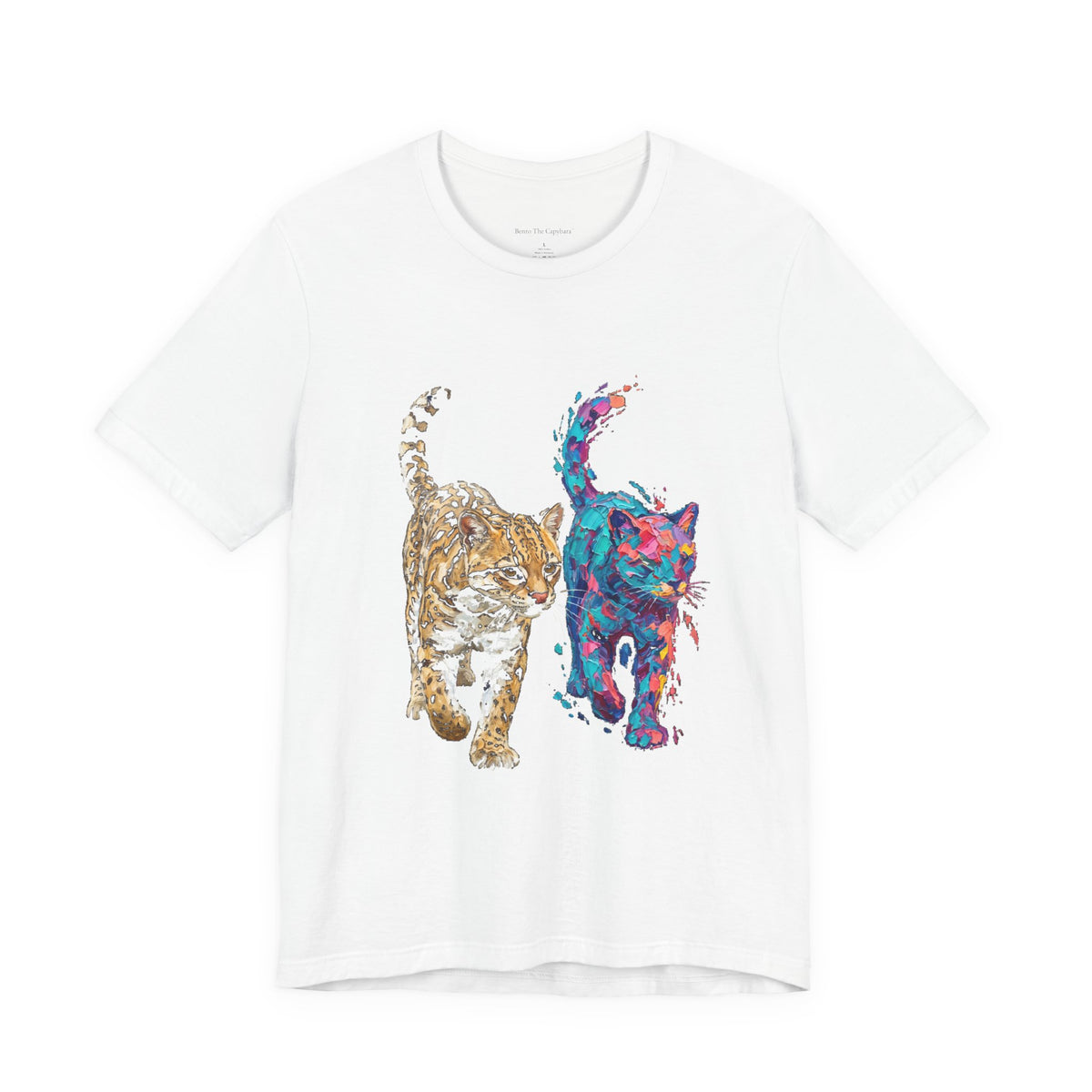 Ocelot in Two Worlds Round Neck T-Shirt